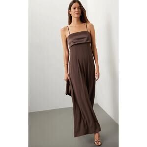 Adam Lippes Collective Bow Back Jumpsuit in Brown